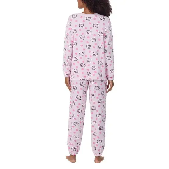 NWT Hello Kitty Women's 2-PC Printed Long Sleeve Soft Jersey Pajama Lounge Set - Picture 3 of 11